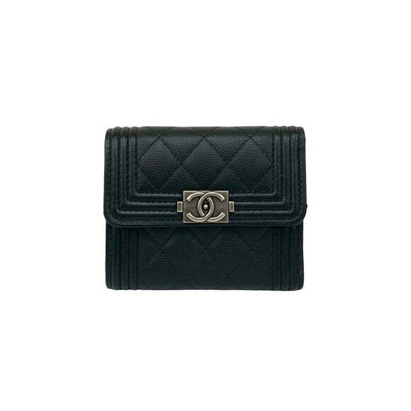 CHANEL Handbags - CHANEL Black Caviar Leather Wallet